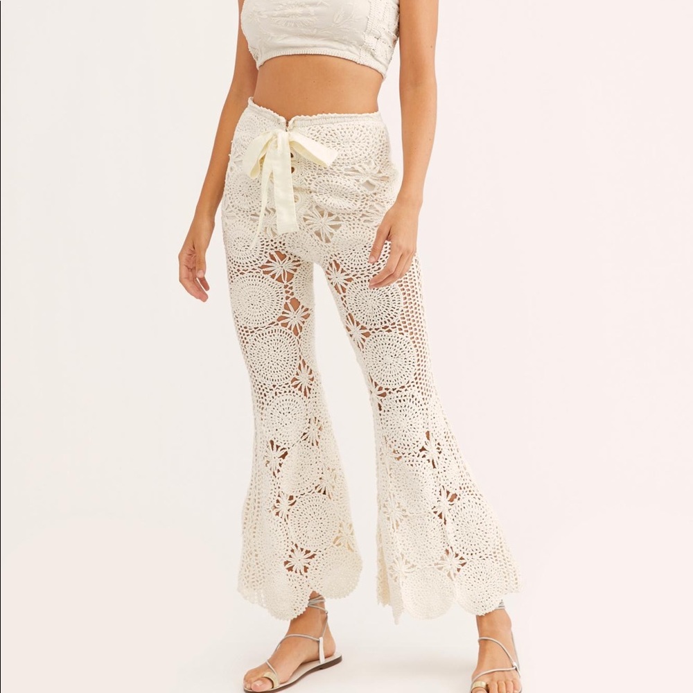 Free people dragonfly crochet pants